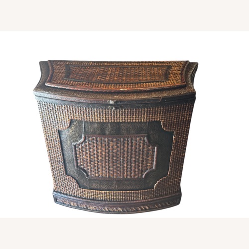 Used Rare 19th C. Bow-Front Ebonized Wood & Cane Chest for sale on AptDeco