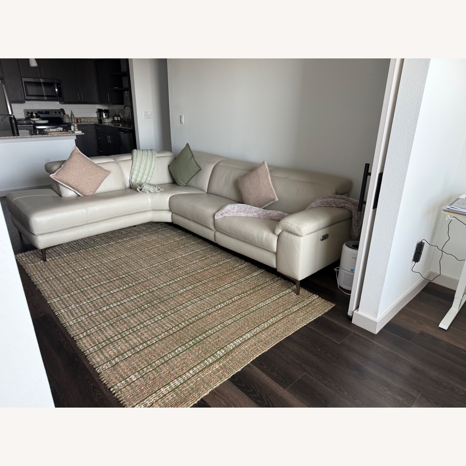 Living Spaces Lux Modern Leather Sectional Recliner - image-4