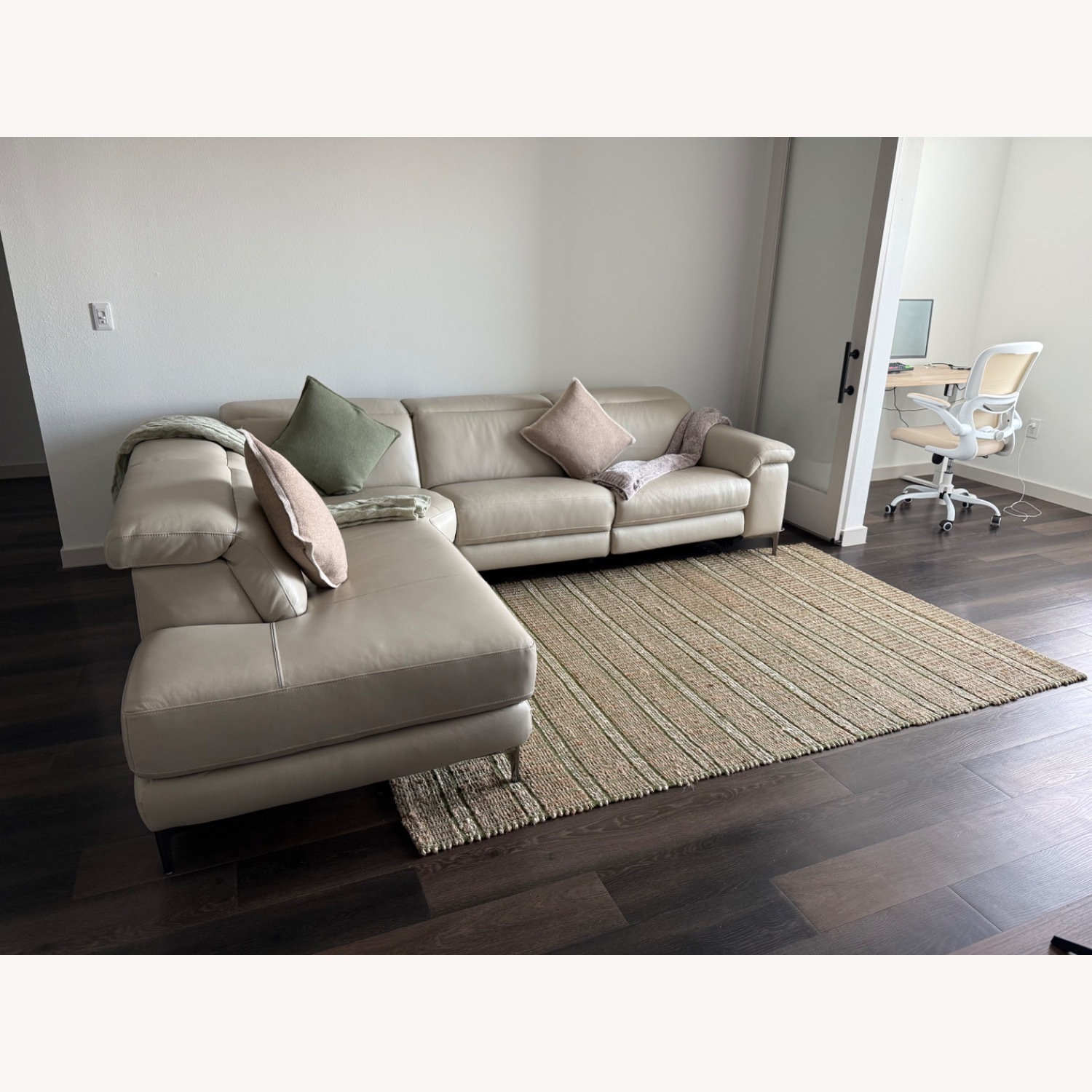 Living Spaces Lux Modern Leather Sectional Recliner - image-1