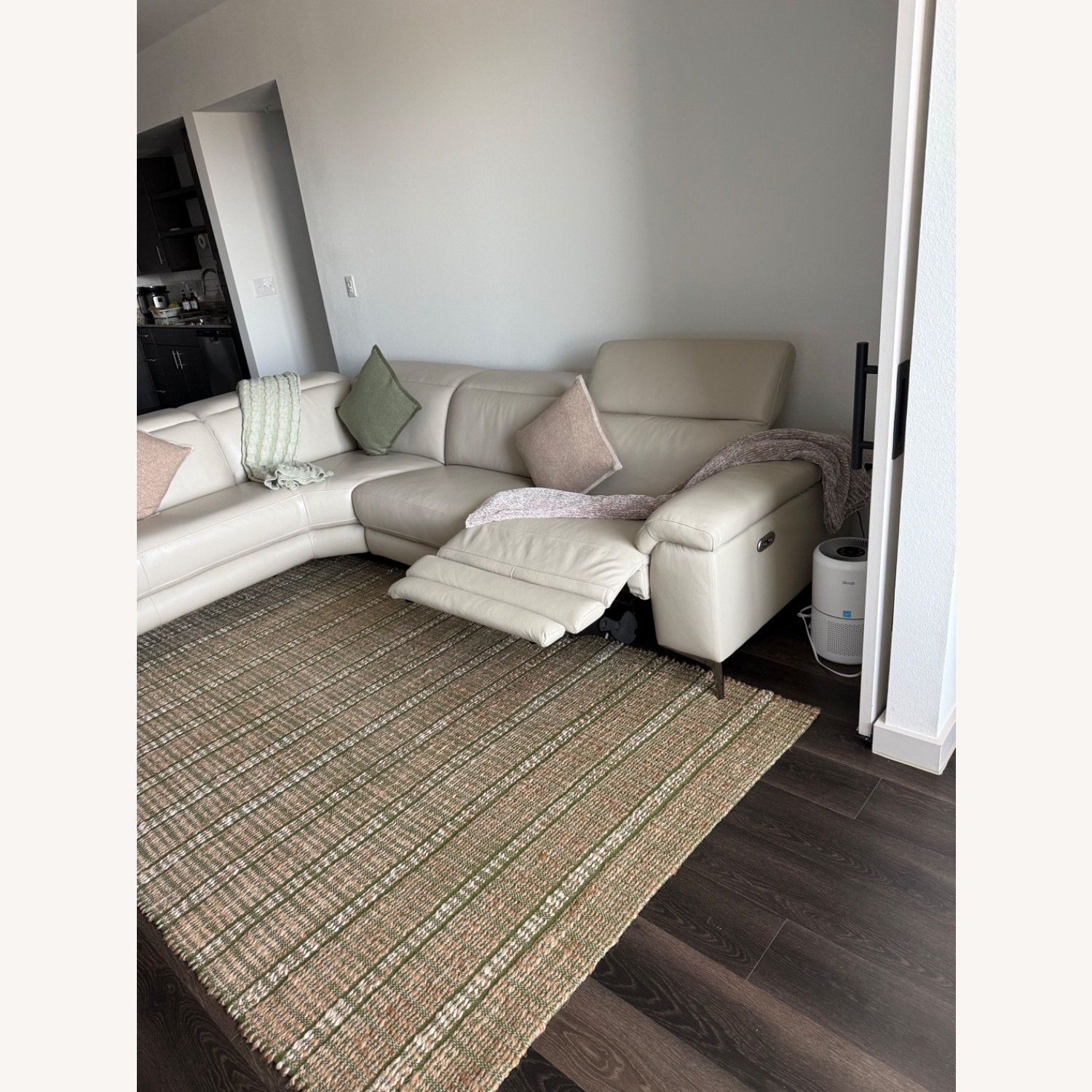 Living Spaces Lux Modern Leather Sectional Recliner - image-2