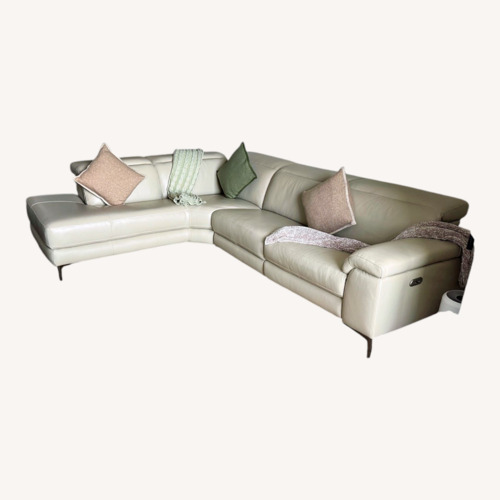 Used Living Spaces Lux Modern Leather Sectional Recliner for sale on AptDeco