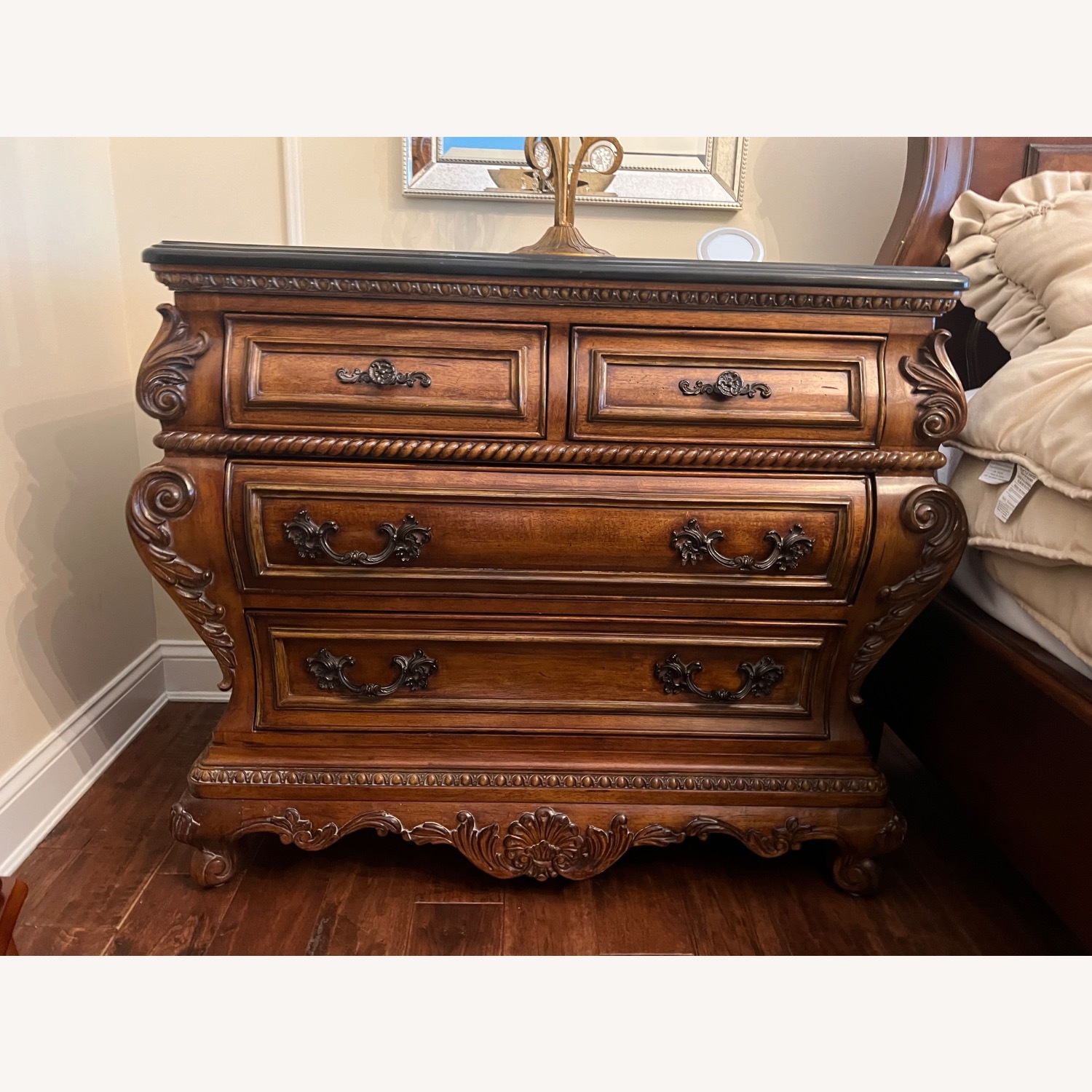 Vintage/Antique Dark Brown Wood Nightstands - image-2