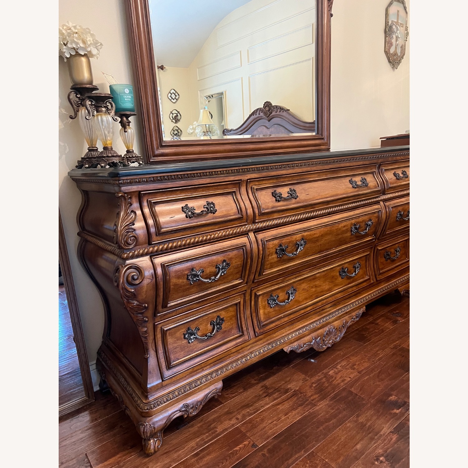 Vintage/Antique Dark Brown Wood Dresser - image-1