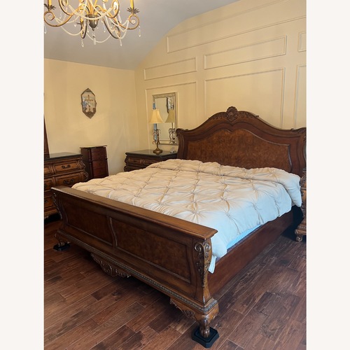 Used Vintage/Antique Dark Brown Wood King Bed for sale on AptDeco