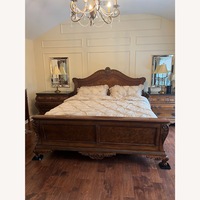 Vintage/Antique Dark Brown Wood King Bed