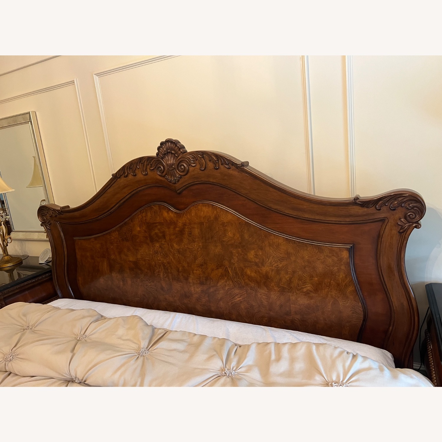 Vintage/Antique Dark Brown Wood King Bed - image-3