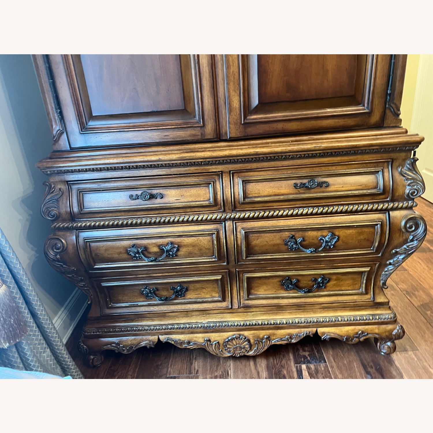 Vintage/Antique Dark Brown Wood Armoire - image-2