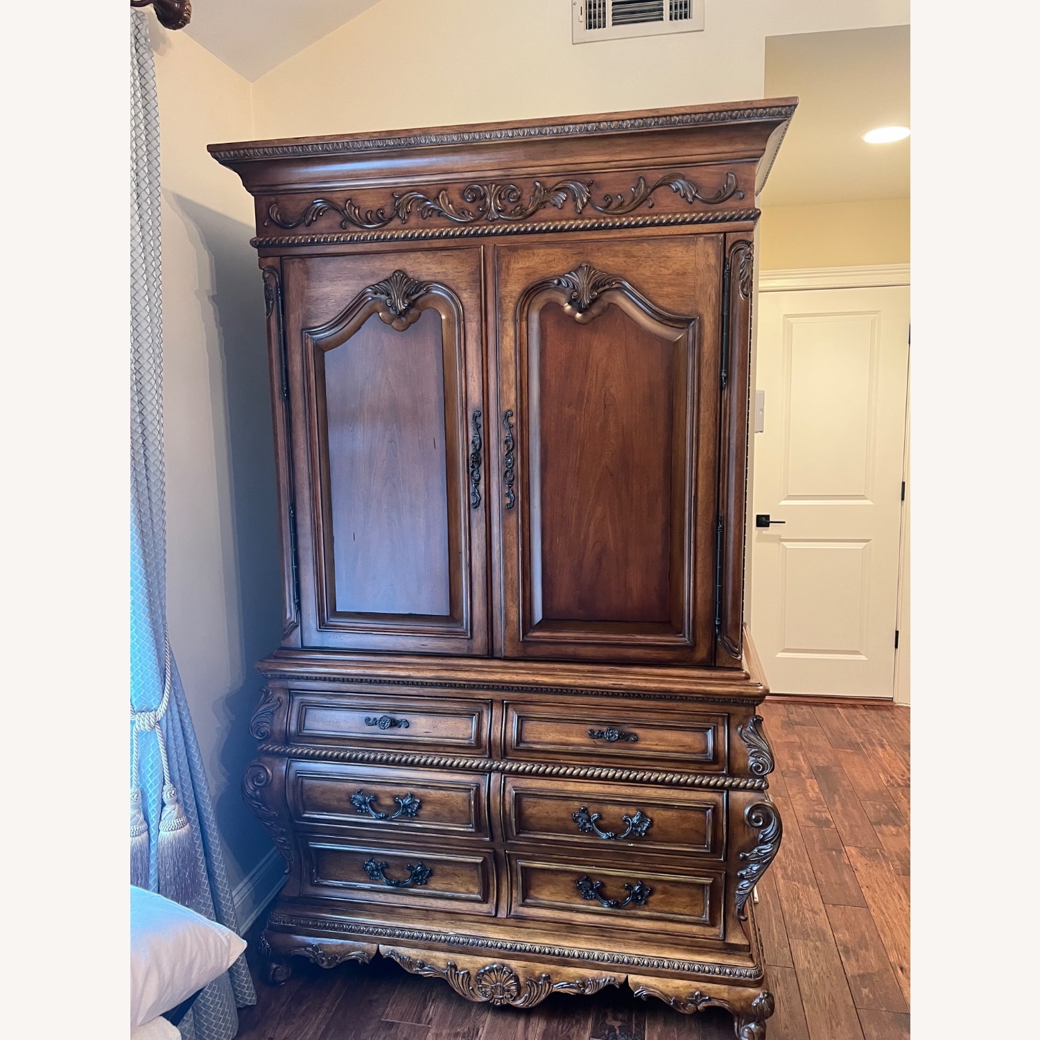 Vintage/Antique Dark Brown Wood Armoire - image-1