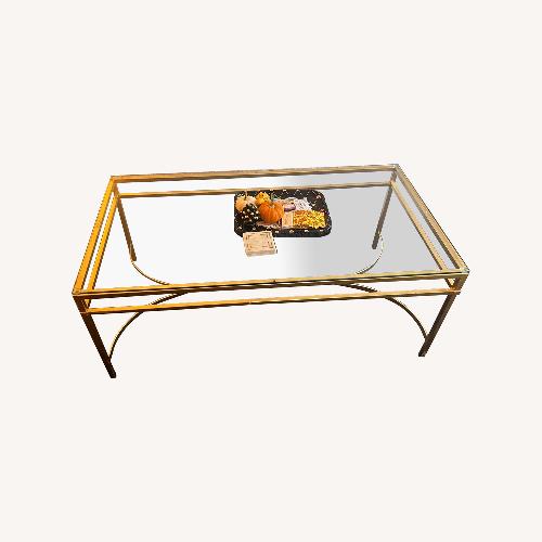 Used Vintage/Antique Gold Glass Coffee Table for sale on AptDeco