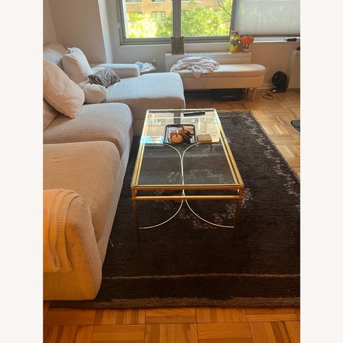 Used Vintage/Antique Gold Glass Coffee Table for sale on AptDeco