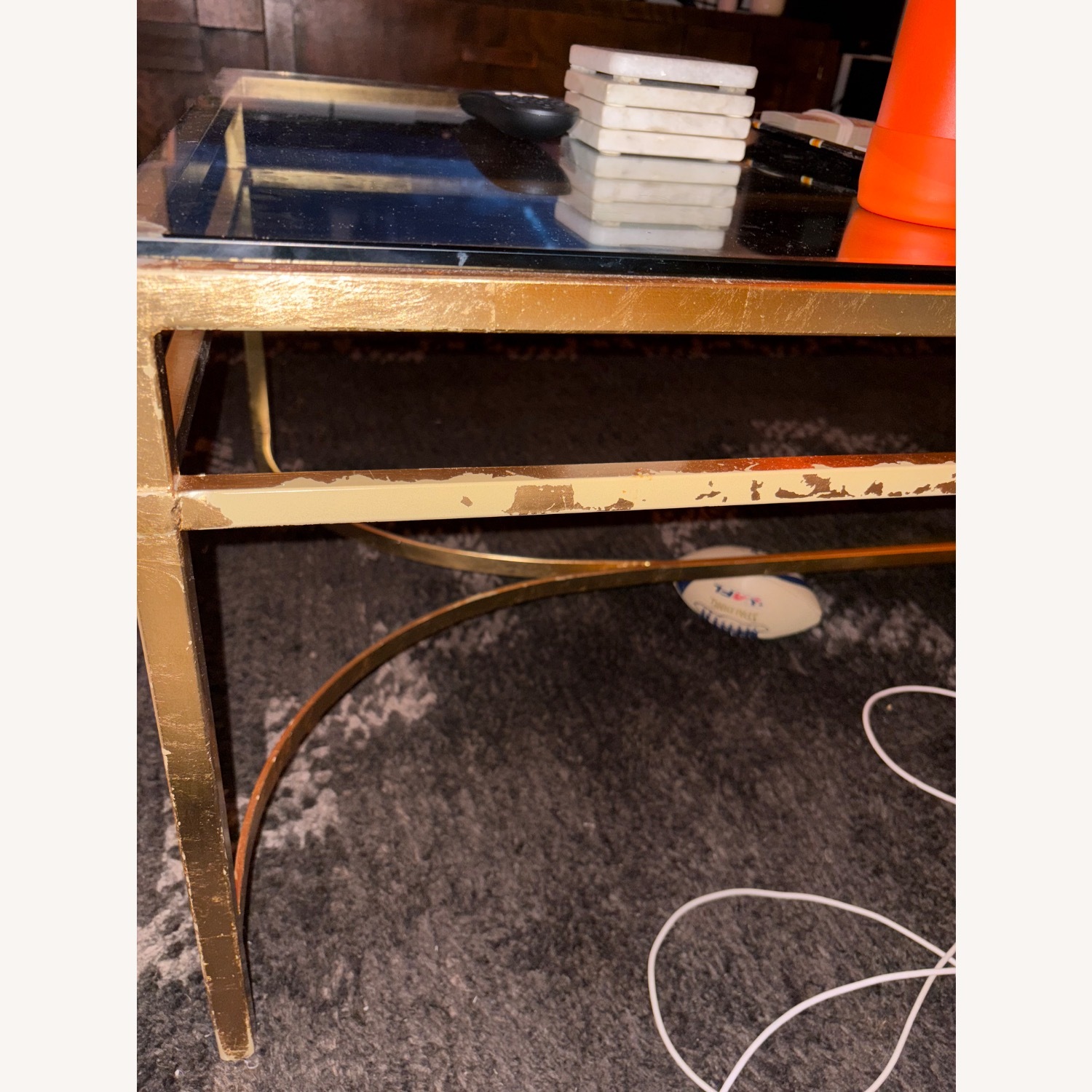 Vintage/Antique Gold Glass Coffee Table - image-4