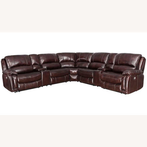 Used Denver 5-Piece 6-Seater Reclining Sectional Leather Sofa for sale on AptDeco