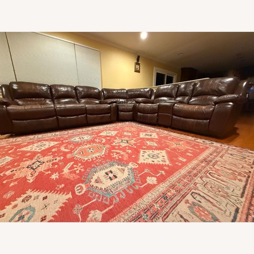 Used Denver 5-Piece 6-Seater Reclining Sectional Leather Sofa for sale on AptDeco