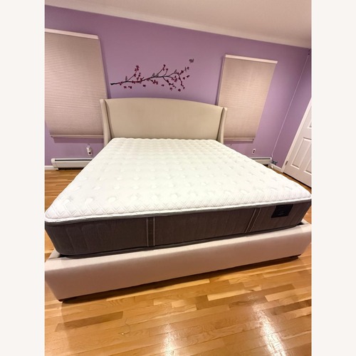 Used Raymour & Flanigan Natural Fabric King Bed for sale on AptDeco