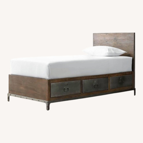 Used Restoration Hardware Dark Brown Wood Twin Bed for sale on AptDeco