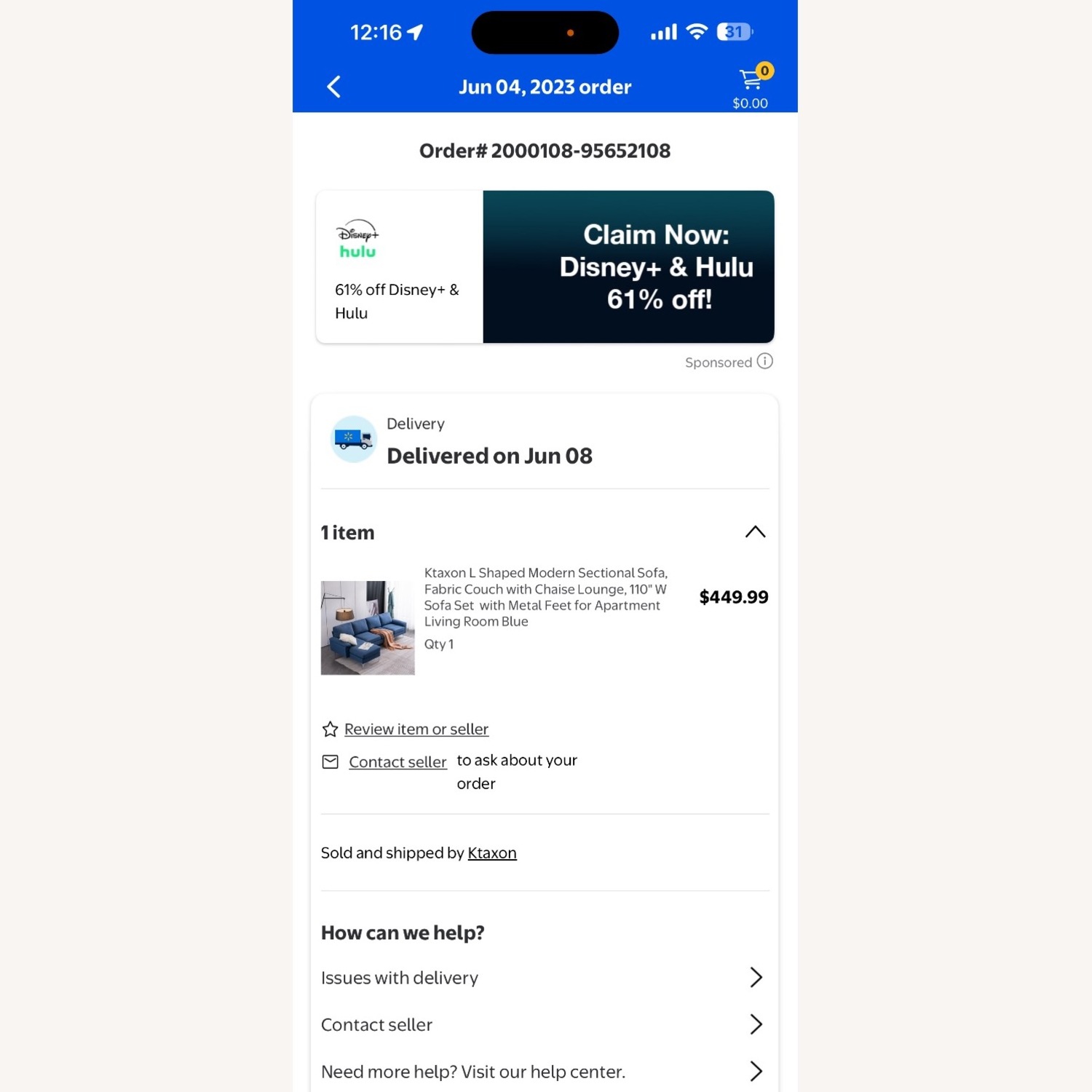 Walmart Ktaxon Blue 3+ Seater Sofa - image-4