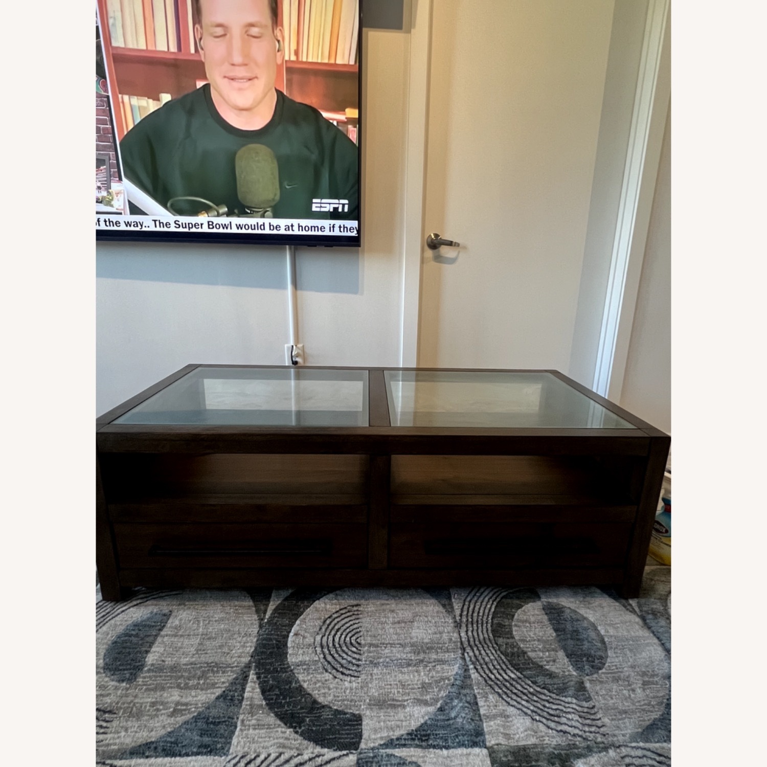 Living Spaces Sawyer Brown Walnut 54"Wide Rectangle Coffee Table - image-2