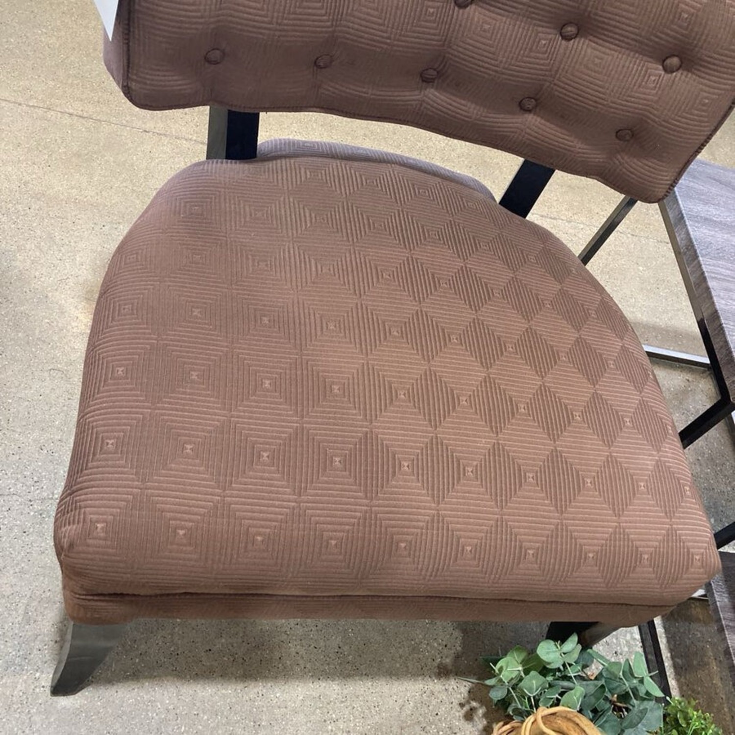 Patterned Armless Accent Chair Brown - image-4