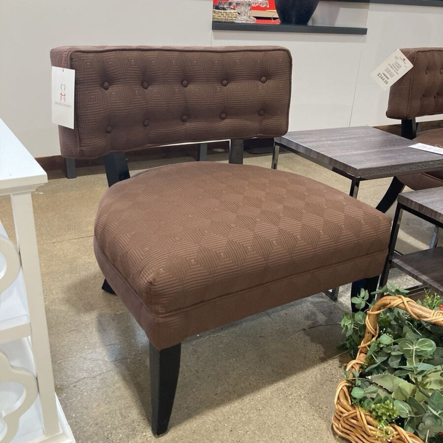 Patterned Armless Accent Chair Brown - image-1