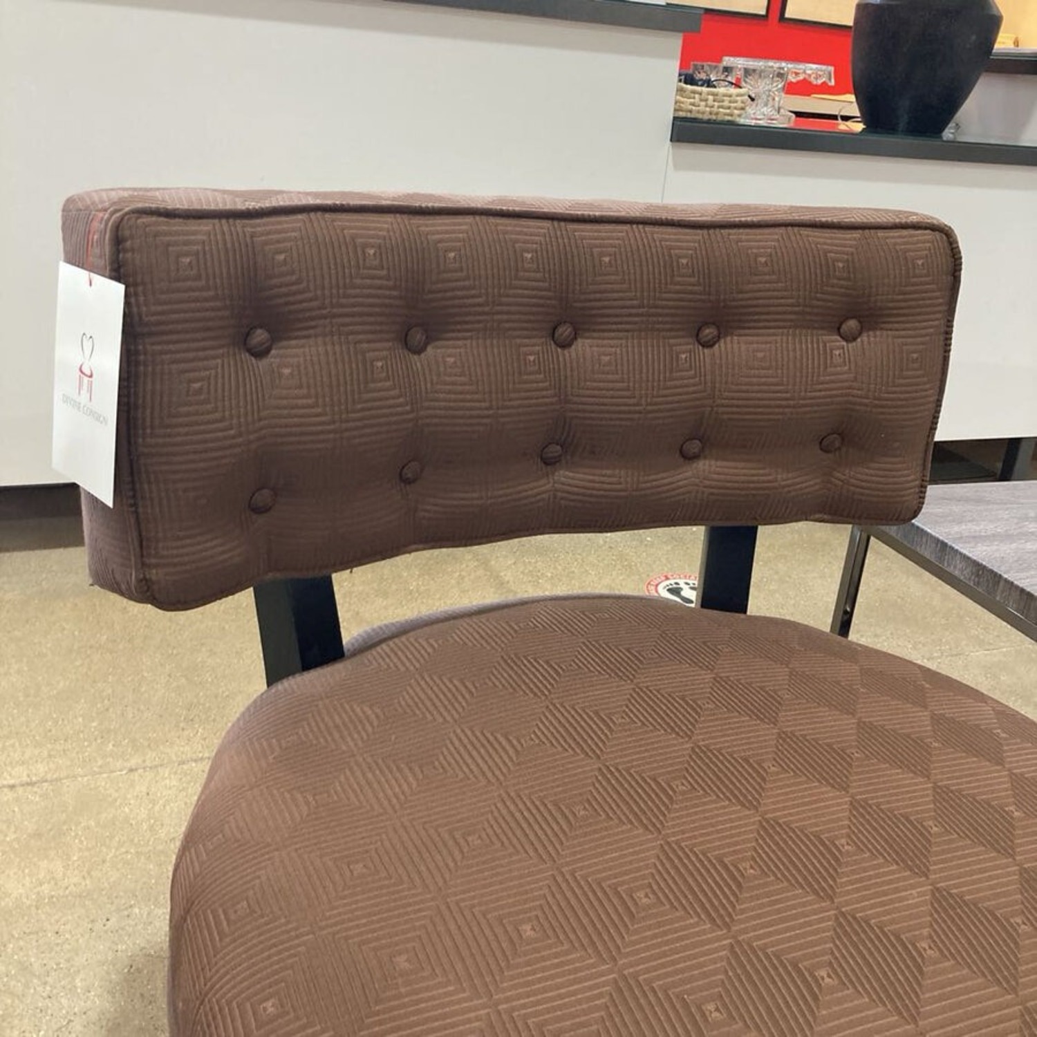 Patterned Armless Accent Chair Brown - image-3
