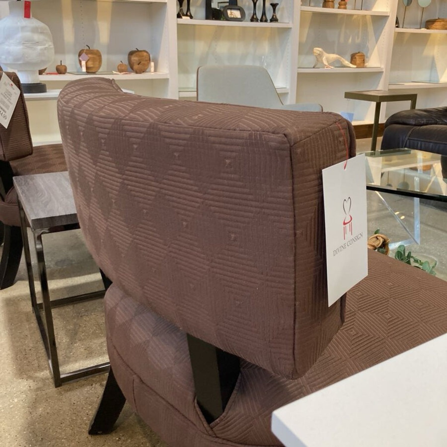 Patterned Armless Accent Chair Brown - image-9