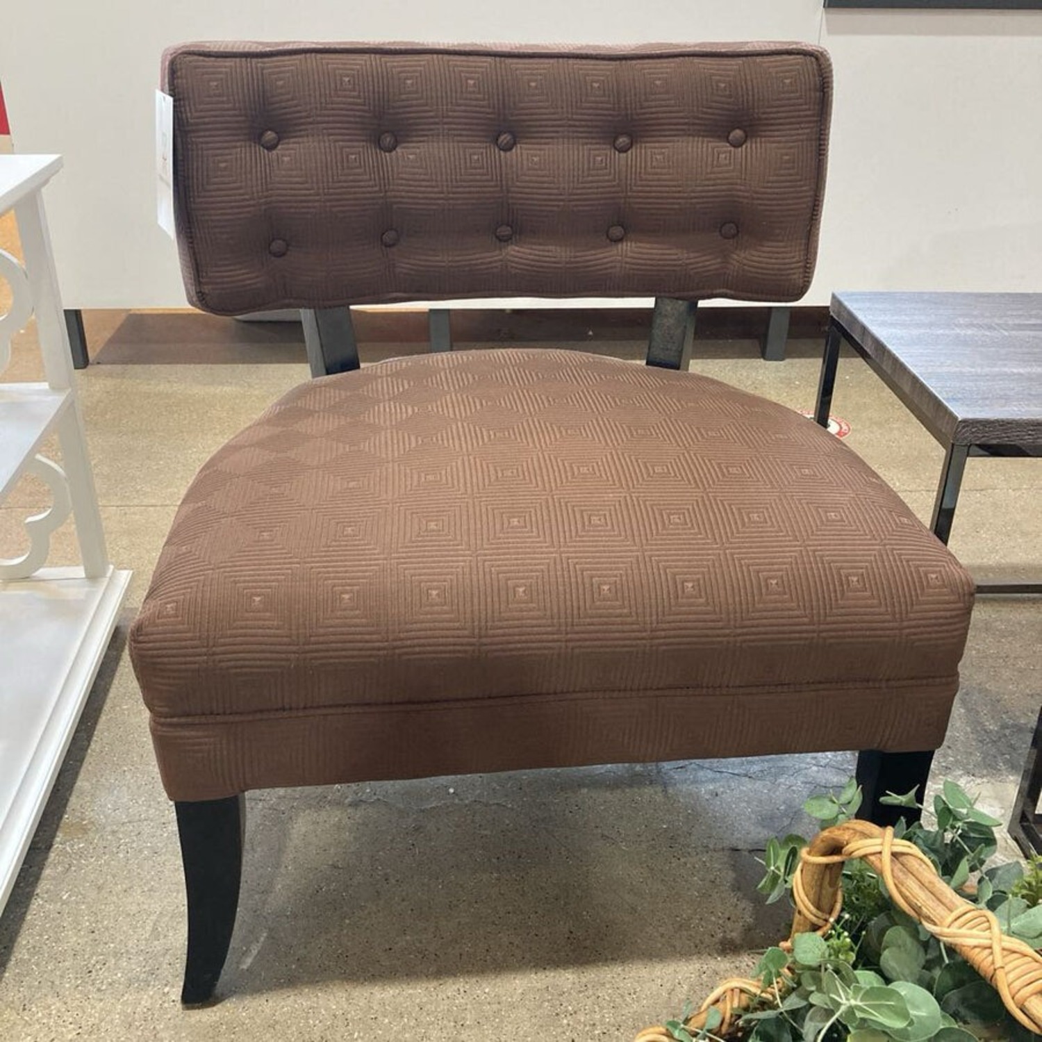 Patterned Armless Accent Chair Brown - image-2