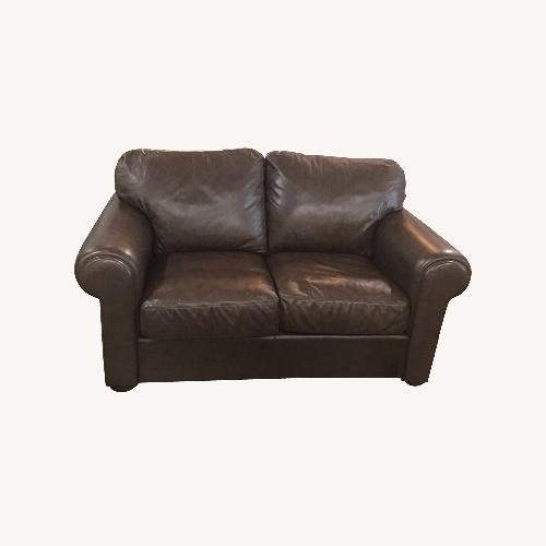 Used Faux Leather Two-Seat Rollarm Loveseat for sale on AptDeco