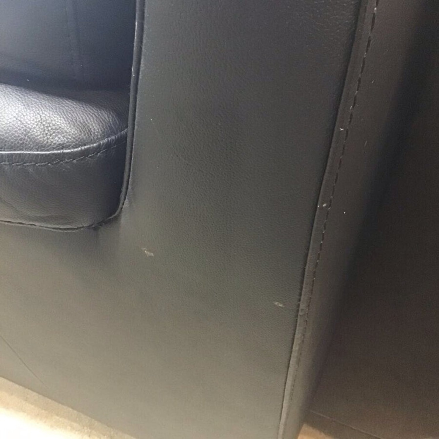 Low Two-Cushion Faux Leather Sofa Black - image-10