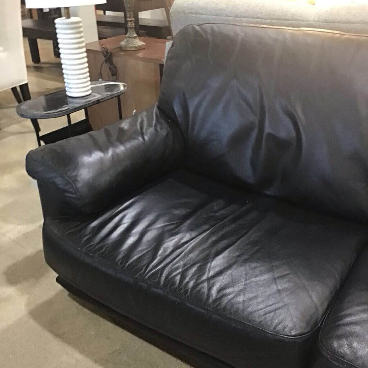 Low Two-Cushion Faux Leather Sofa Black - image-11