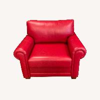 Elite Leather Co Red Leather Chair and ottoman