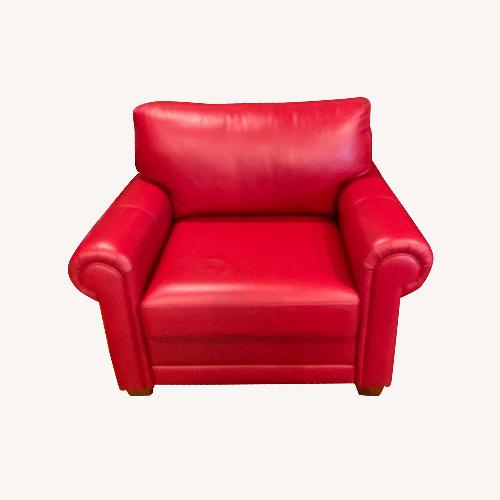 Used Elite Leather Co Red Leather Chair and ottoman for sale on AptDeco