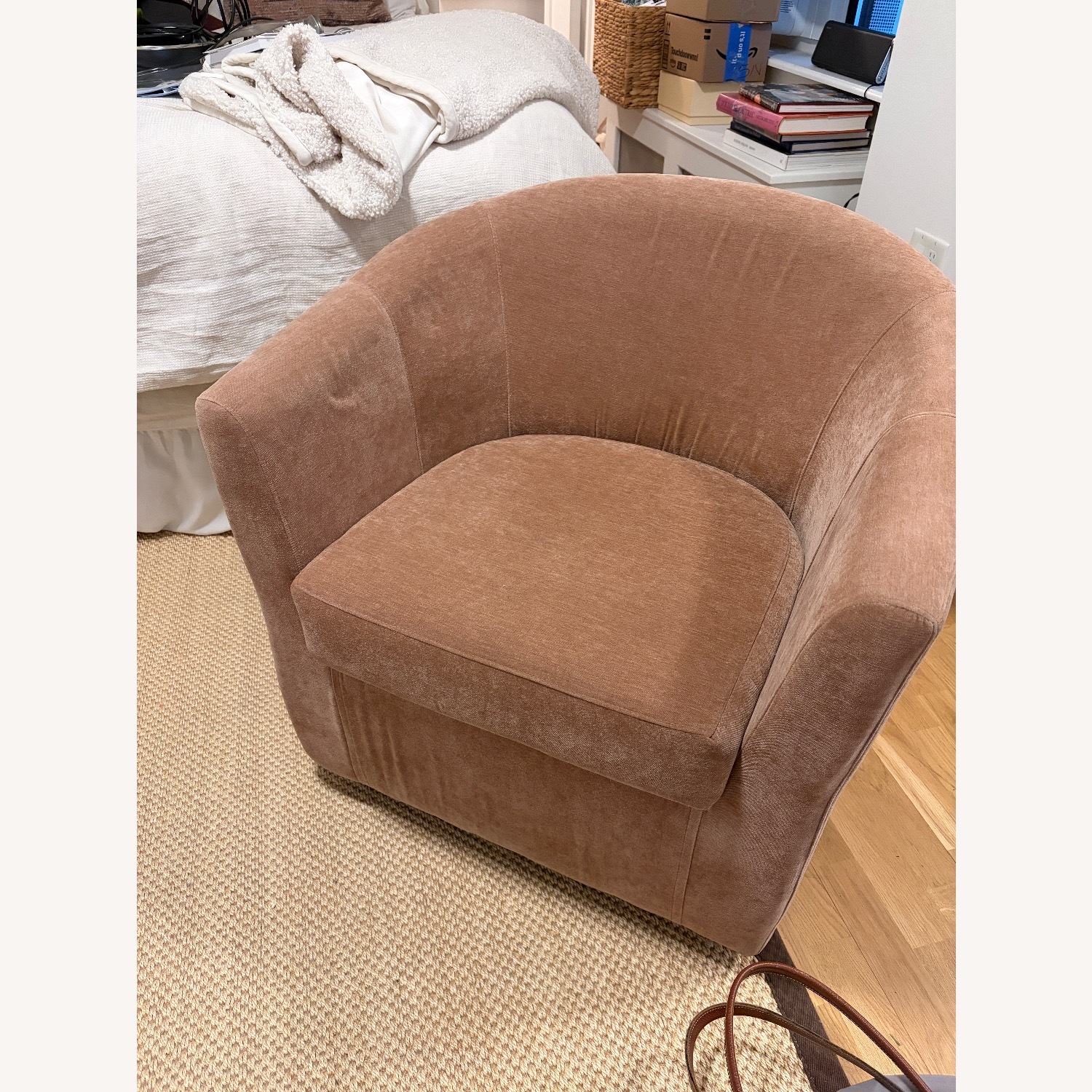 Pottery Barn Gideon Pink Velvet Accent Chair - image-1