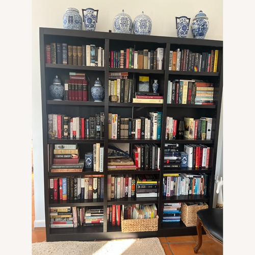 Used Library Wood Bookcase, 18 Shelves. Espresso  for sale on AptDeco