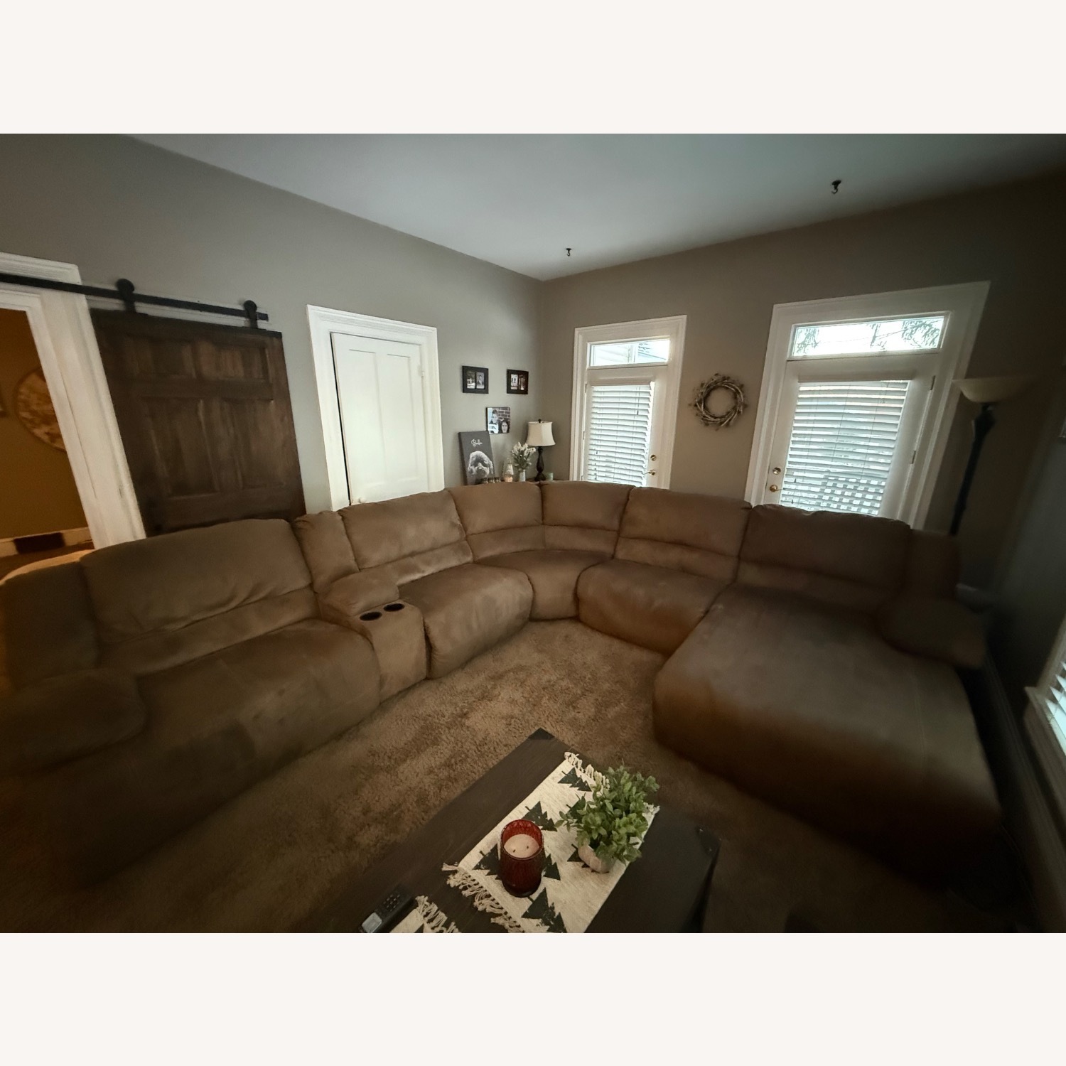 Dark Brown Fabric Chaise Lounge - image-3