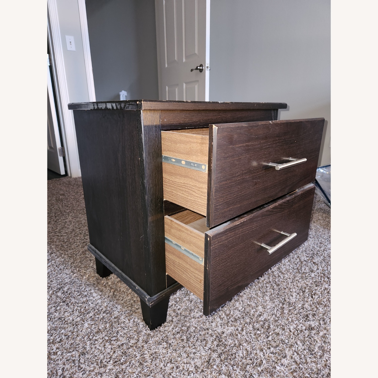 Cort Furniture Dark Brown Fabric Nightstand - image-2