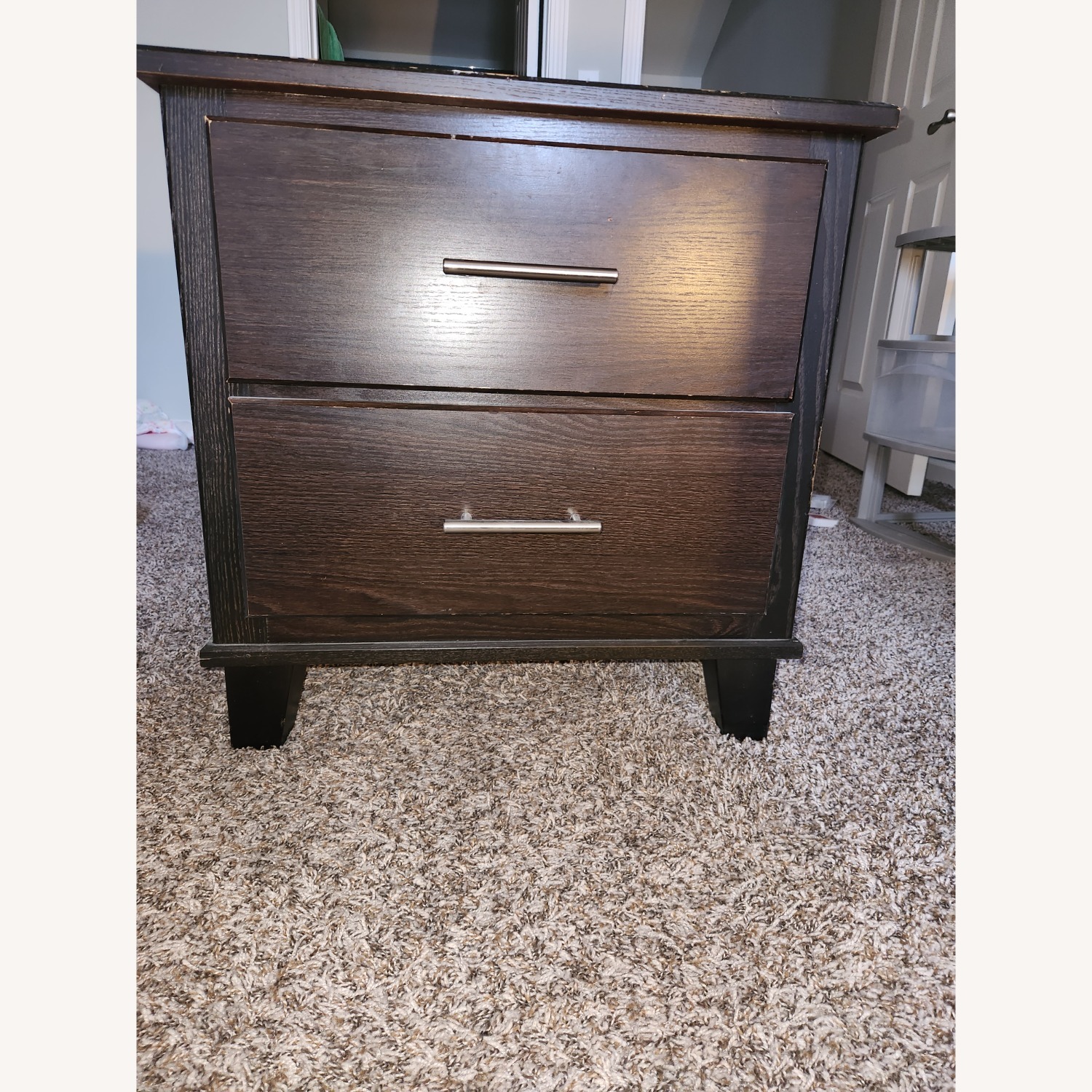 Cort Furniture Dark Brown Fabric Nightstand - image-1