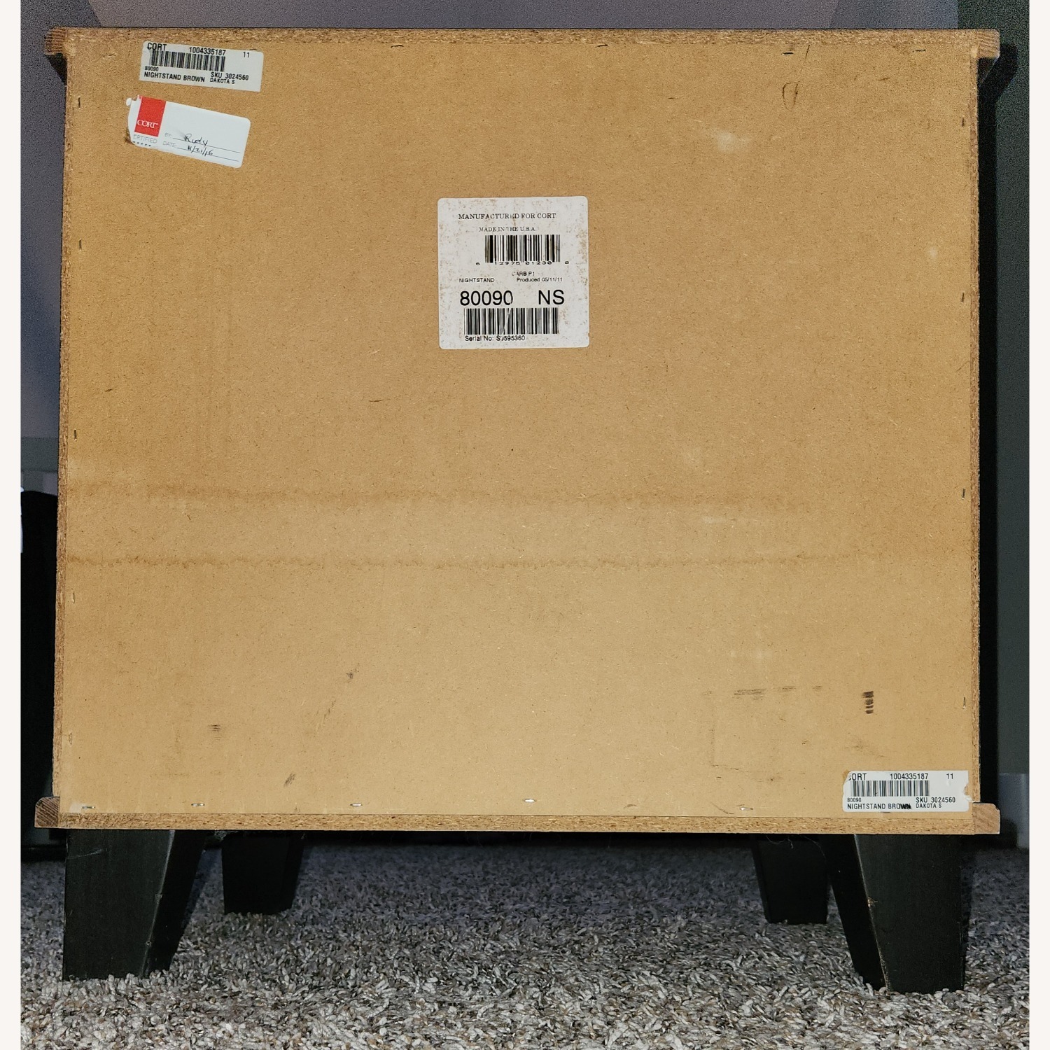 Cort Furniture Dark Brown Fabric Nightstand - image-5