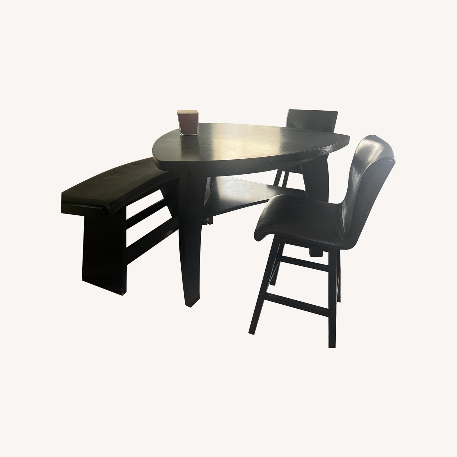 Unique Black Tall Wood Table with Chairs- Set - image-0