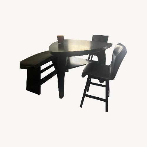 Used Unique Black Tall Wood Table with Chairs- Set for sale on AptDeco