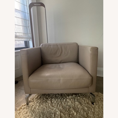 Used Design Within Reach Comolino Light Gray Leather Armchair for sale on AptDeco