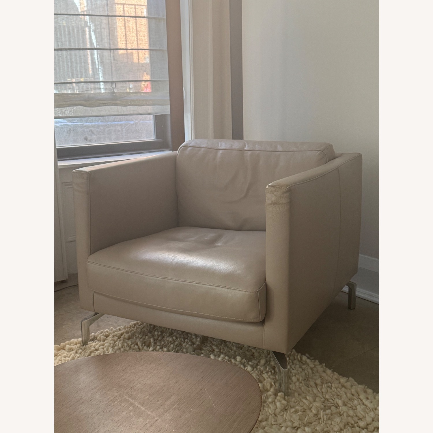 Design Within Reach Comolino Light Gray Leather Armchair - image-3