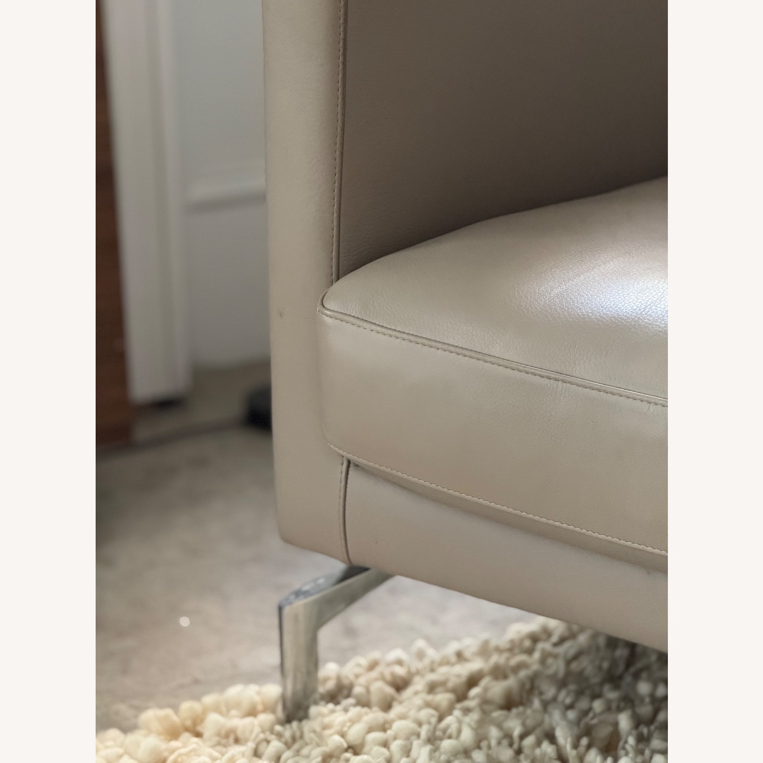 Design Within Reach Comolino Light Gray Leather Armchair - image-2