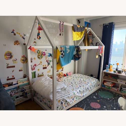 Used Pottery Barn Kids Camden House White Twin Bed for sale on AptDeco