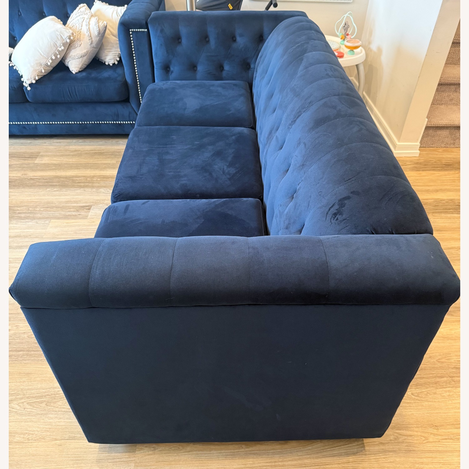 Ashley Furniture Blue Suede 3+ Seater Sofa - image-9