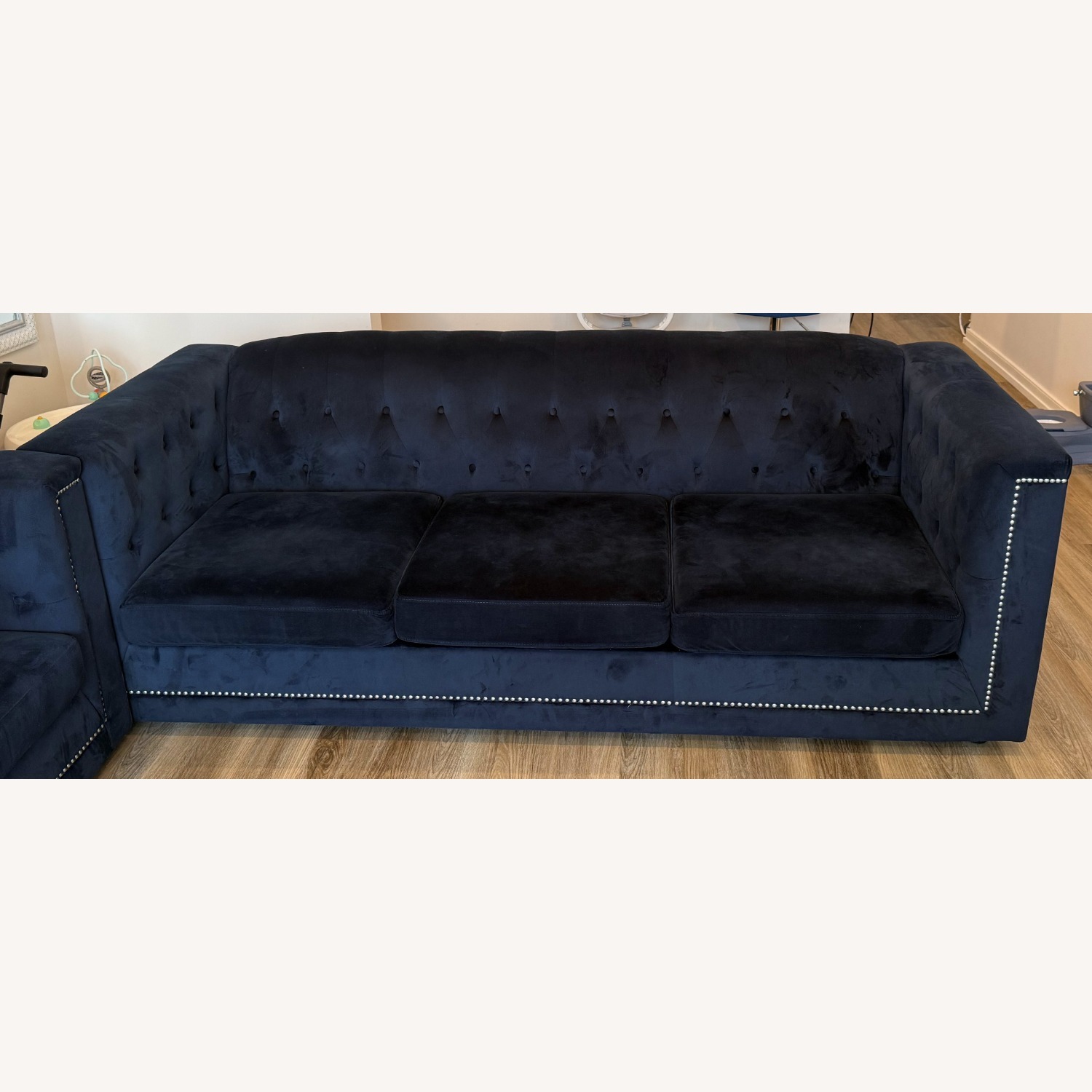 Ashley Furniture Blue Suede 3+ Seater Sofa - image-7