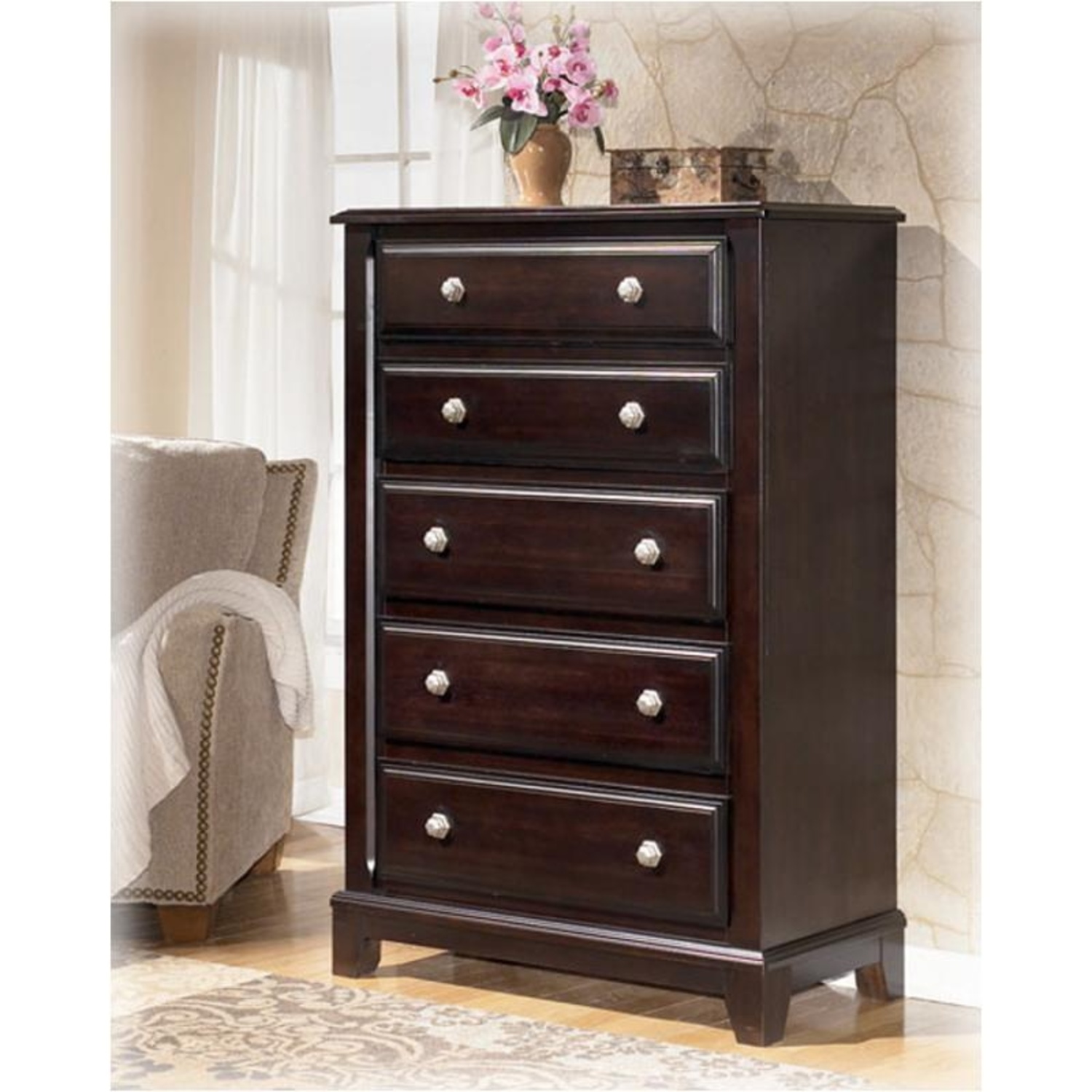 Ashley Ridgley Chest Dresser Dark Brown - image-9