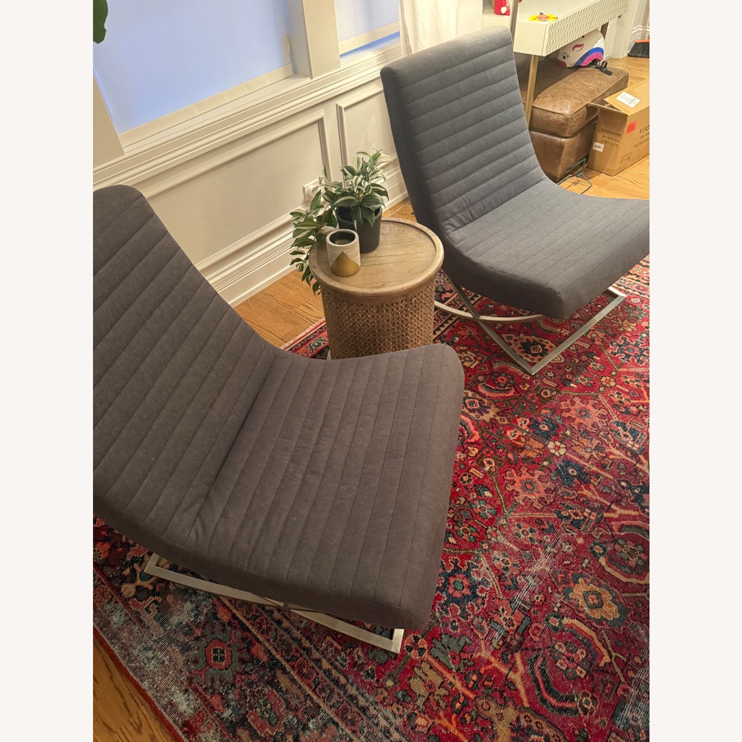 Crate & Barrel Cooper Light Gray Fabric Accent Chairs - image-2