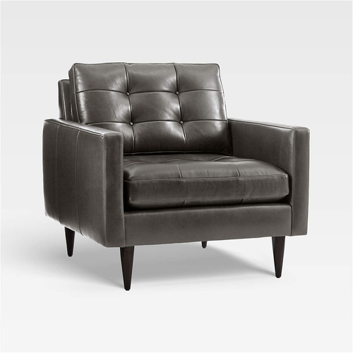 Used Crate & Barrel Petrie Dark Gray Leather Armchair for sale on AptDeco