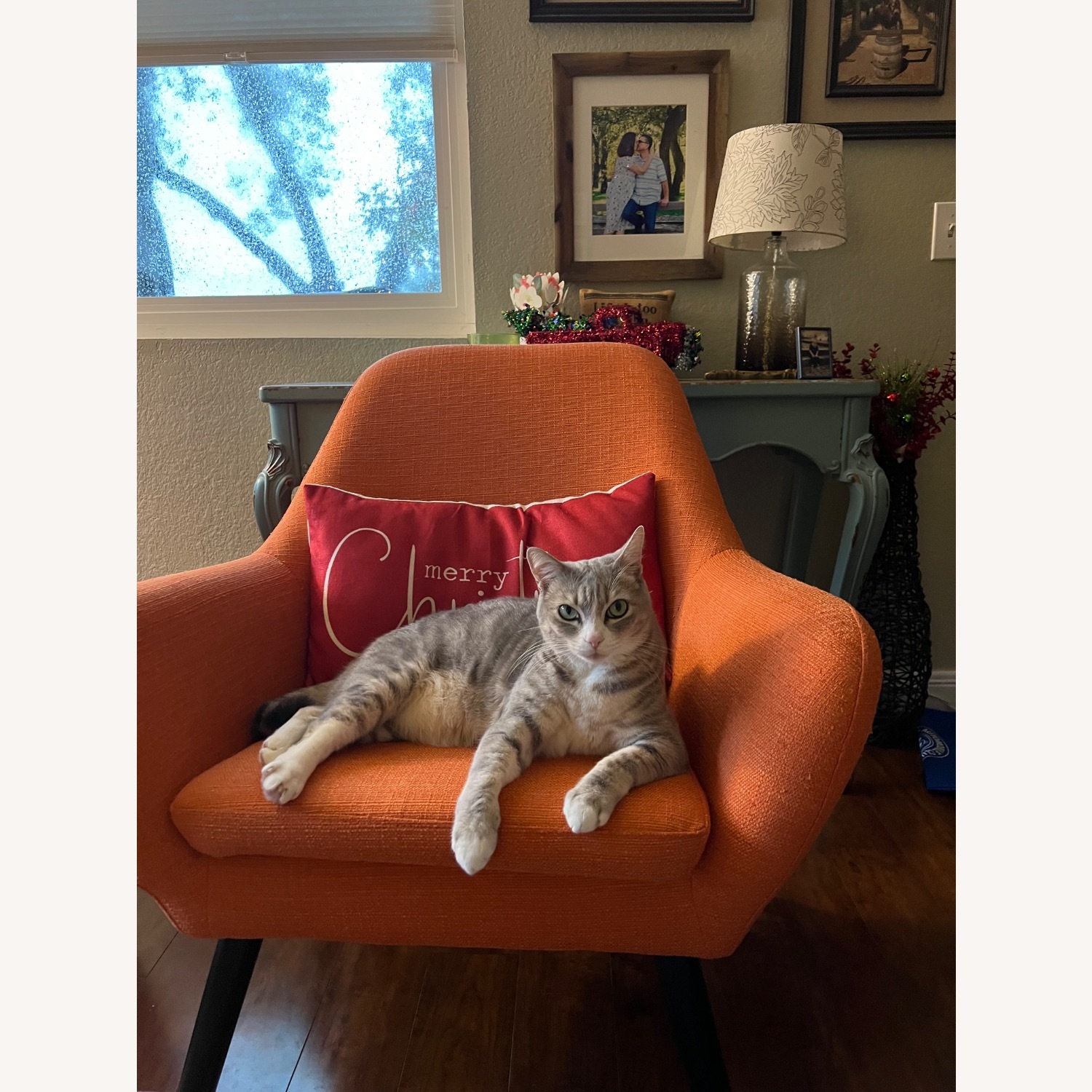 Ashley Furniture Orange Fabric Armchair - image-2