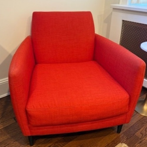 Used CB2 Parlour Orange Fabric Accent Chair for sale on AptDeco